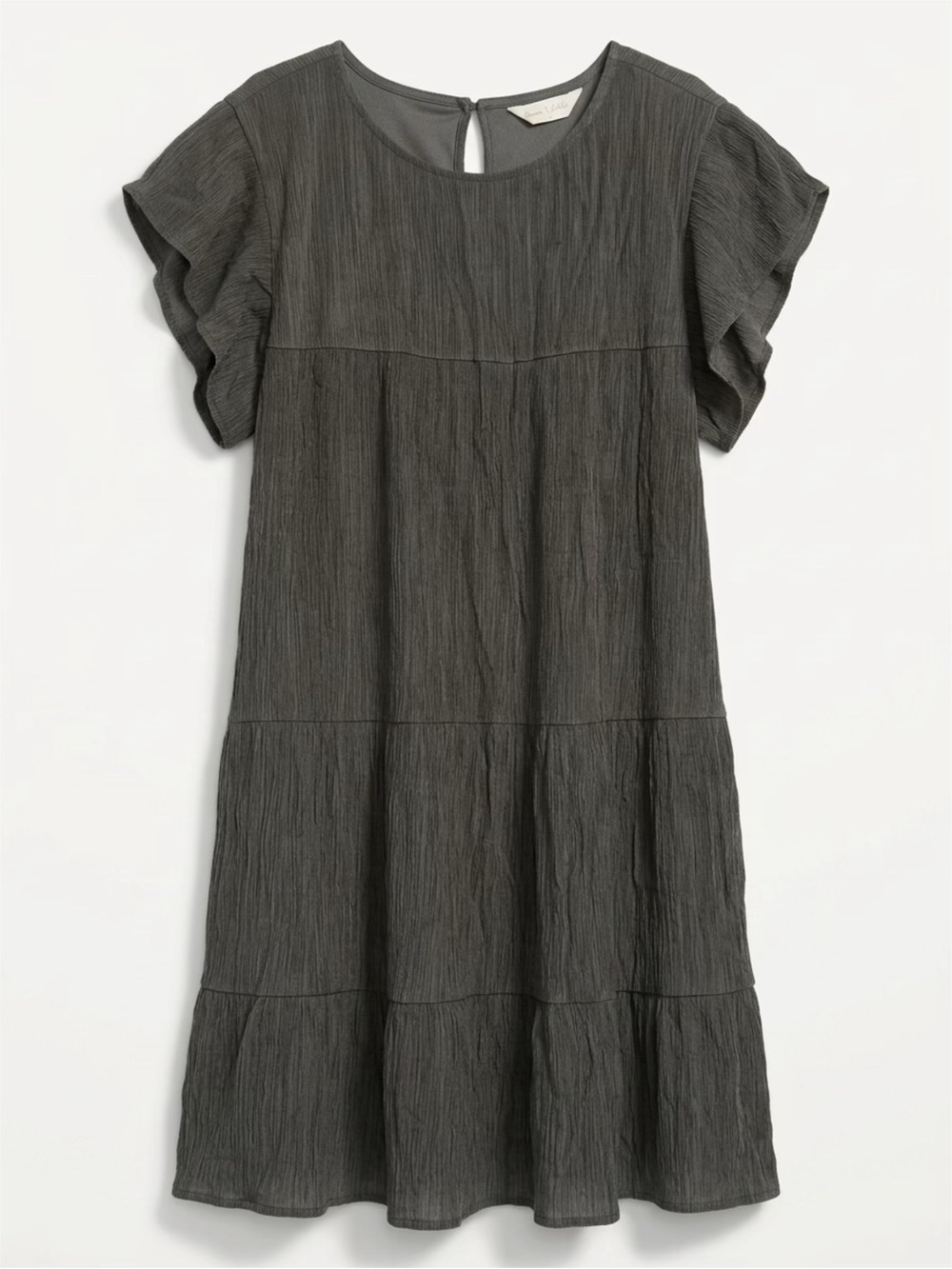 Charcoal Tiered Ruffle-Sleeve Dress brand is altered state size medium